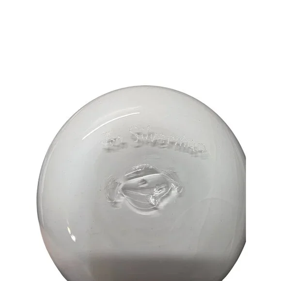 Hand Blown Vintage Art Glass Blue Swirl Glass Vase Signed Jon Silverman 7”